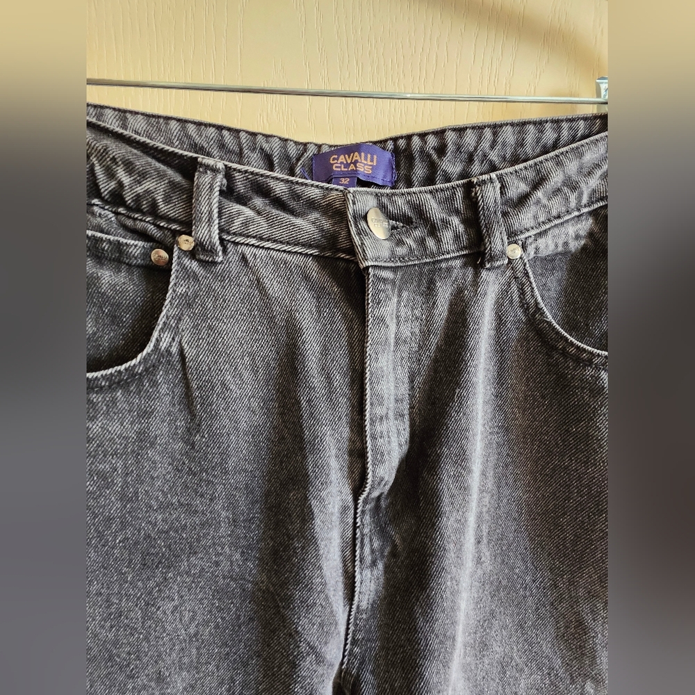 CAVALLI CLASS NWT Black 5-Pocket Straight High-Rise Cropped Jeans. Size M. - Picture 4 of 16